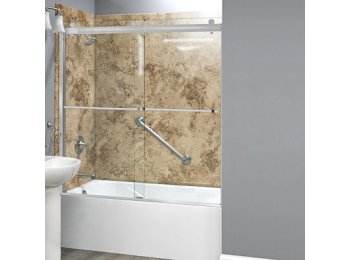 Liquid Accents Denali Shower Door Barn-Style Double Slider 60x62 Chrome with 5/16 inch Clear Glass