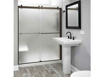 Liquid Accents 60X74 Denali Double Slider Shower Door, Oil Rubbed Bronze, 5/16 inch Frost Glass