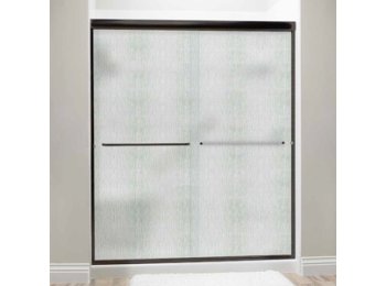 Liquid Accents Shower Door 60 X 76 Oil Rubbed Bronze W/ 1/4 Rain Glass, Two Towel Bars And 2 Knobs