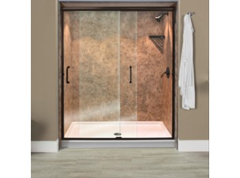 Liquid Accents Everest Shower Door 48X70 Oil Rubbed Bronze W/ 1/4 Clear Glass, (2) Vertical Handles