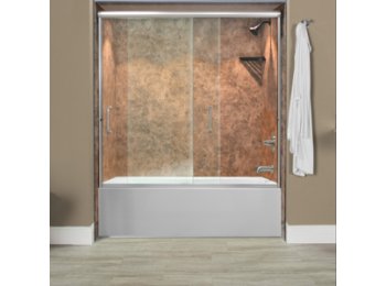 Liquid Accents Everest Shower Door 60 x 62 Chrome with 1/4 Inch Clear Glass, (2) Vertical Handles