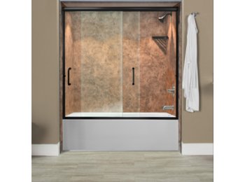 Liquid Accents Everest Shower Door 60X62 Matte Black W/ 1/4 Inch Clear Glass, (2) Vertical Handles