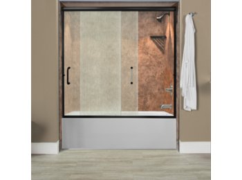 Liquid Accents Everest Shower Door 60 x 62 Matte Black with 1/4 Rain Glass, (2) Vertical Handles