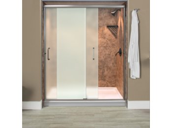 Liquid Accents Shower Door 60 x 70 Brushed Nickel with 1/4 Frosted Glass, Single Towel Bar