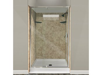 Liquid Accent Aries Adjustable Door- 38.5 inch To 41.5 inch x 72 inch Brush Nickel, 1/4 Clear, Ladder Pull Handle