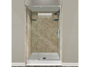 Liquid Accents Aries Adjustable Door - 44.5 inch To 47.5 inch x 72 inch Chrome, 1/4 inch Clear, Ladder Pull Handle