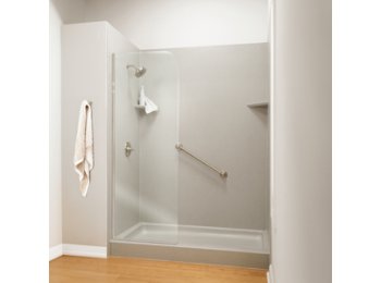32 x 74 Clear 3/8 Glass Partition w/ Brushed Nickel Trim