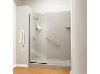 32 x 74 Clear 3/8 Glass Partition w/ Matte Black Trim