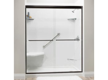 Liquid Accents 72 X 70 Shower Door, Oil Rubbed Bronze, 1/4 inch Clear Glass, Two Towel Bars & Knobs