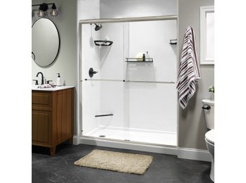 Liquid Accents Alpine Shower Door 48 x 70 Brushed Nickel with 5/16 Clear Glass, Two Towel Bar