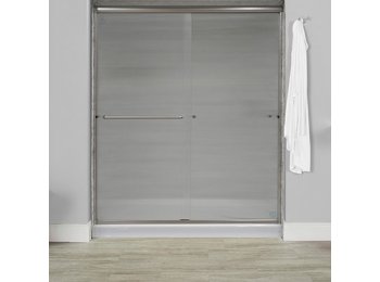 Liquid Accents 60X76 Door, Brushed Nickel, 1/4 inch Corrugated Privacy Glass, 2 Towel Bars & Knobs