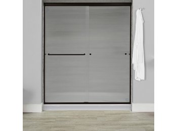 Liquid Accents 60X70 Door, Oil Rubbed Bronze, 1/4 inch Corrugated Privacy Glass, 2 Towel Bars & Knobs