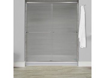 Liquid Accents 60 X 76 Shower Door, Chrome,1/4 inch Corrugated Privacy Glass, Two Towel Bars & Knobs