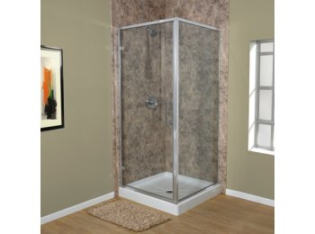 Liquid Accents 36 X 36 K2 Double Threshold Shower Door, Chrome, 1/4 inch Clear Glass, Vertical Handles