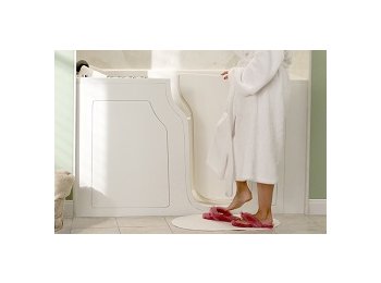 Alexis Gel Coat 29.875X53 Right-Hand, Double Drain, Chrome Shower Faucet Soaker Tub - White