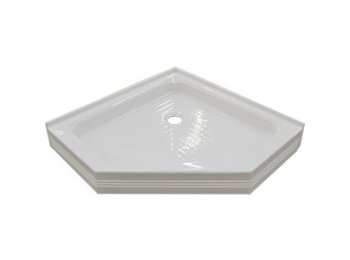 38 x 38 Neo Angle Shower Base, Center Drain, White