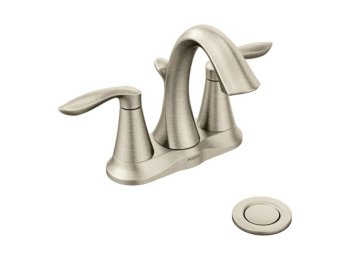 Moen Eva 6410 2 Handle High Arc Lav With Drain Assembly, Brushed Nickel