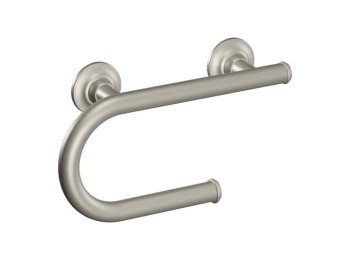 Grab Bar 8 inch With Toilet Paper Holder, Brushed Nickel