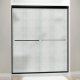 Liquid Accents Shower Door 54 x 70 Matte Black with 1/4 Rain Glass, Two Towel Bars and Two Knobs