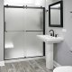 Liquid Accents 60X74 Denali Shower Door Barn-Style Double Slider, Matte Black, 5/16 inch Frost Glass