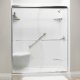 Liquid Accents Shower Door 60 x 70 Chrome with S-Curve 1/4 Clear Glass, Two Towel Bars