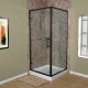Liquid Accents 32X32 K2 Double Threshold Door, Matte Black, 1/4 inch Clear, Vert. Back-To-Back Handles