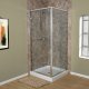 Liquid Accents 32X32 K2 Double Threshold Door, Brush Nickel, 1/4 inch Clear, Vert. Back-To-Back Handles